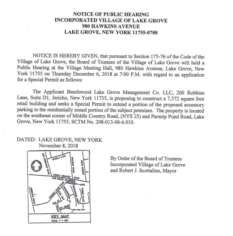 Village Notices Village of Lake Grove