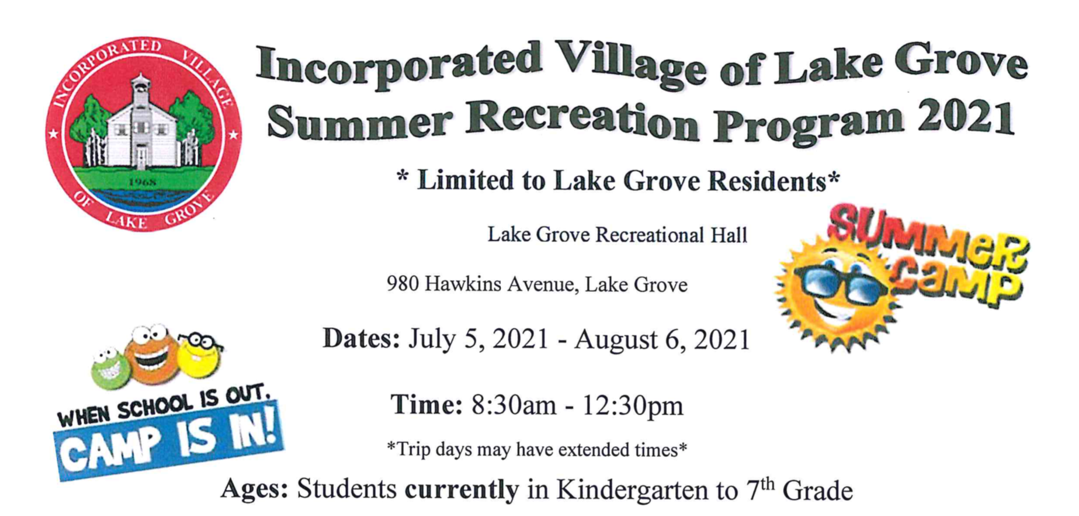 Lake Grove Camper and Counselor Applications Available Village of