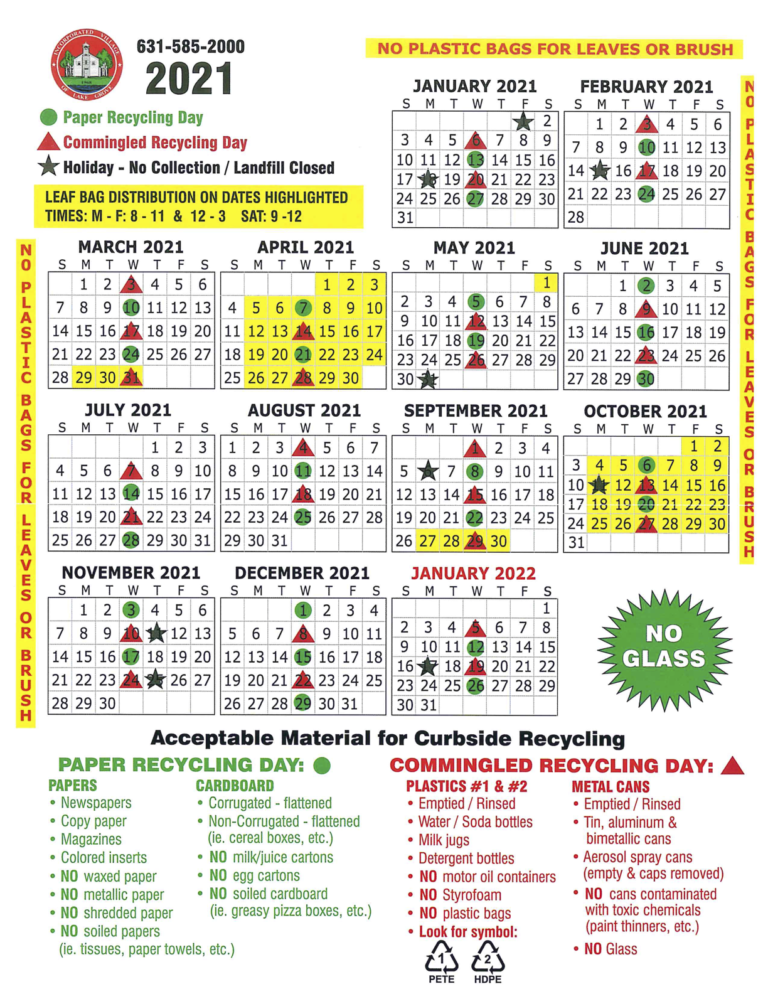 2021 Lake Grove Recycling Calendar Village of Lake Grove
