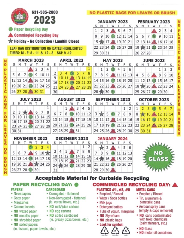 2023 LG Recycling Calendar | Village of Lake Grove